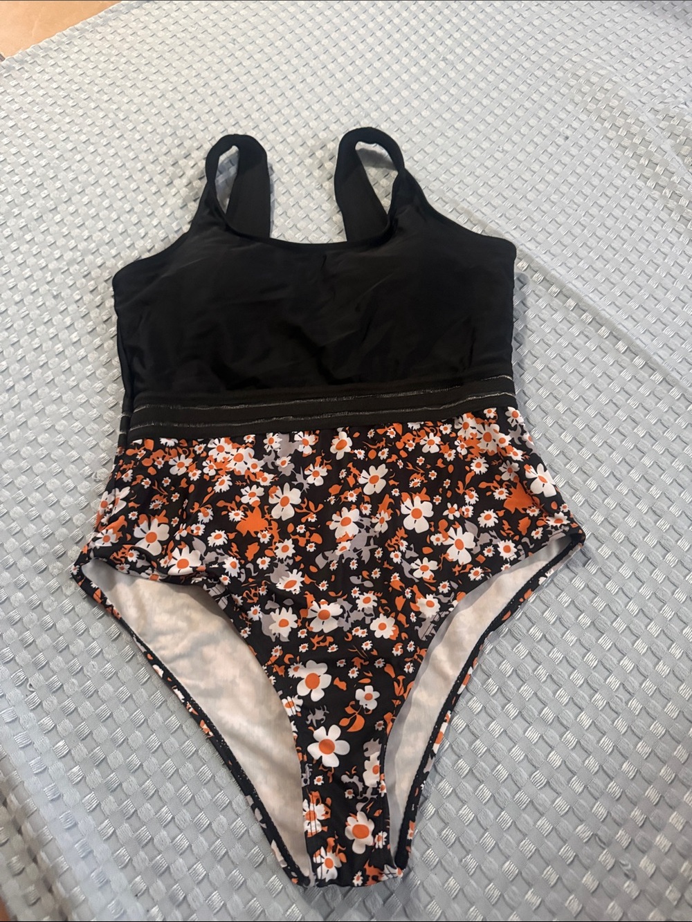 Women Black Floral One-Piece Swimsuit